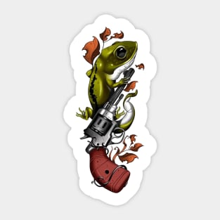 lizard and gun Sticker